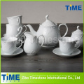Embossed White Ceramic Tea Set Made in China